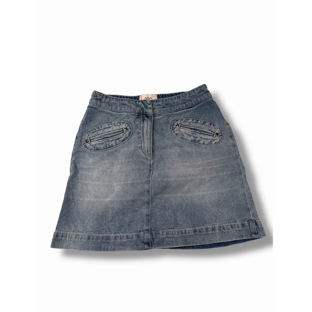 BDG Blue Denim A-Line Mini Skirt with Zipper Pockets for Women, Size S-P